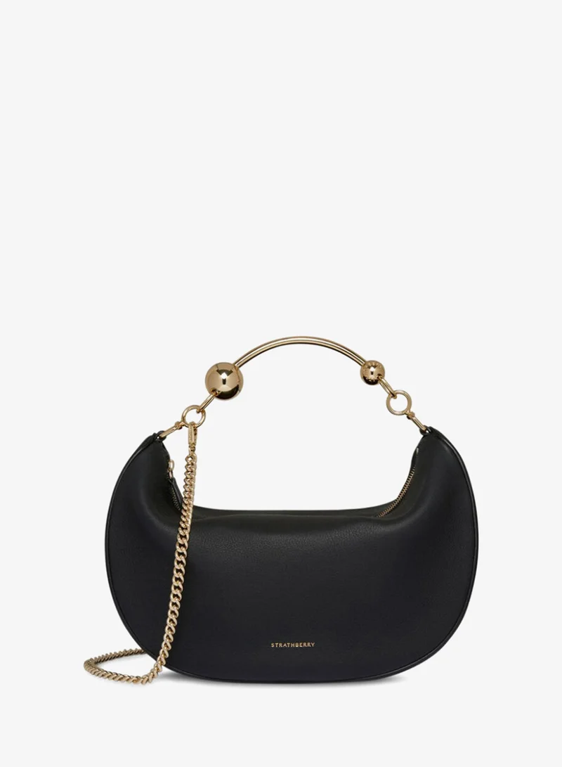 Leather Crescent Moon Top Handle Bag